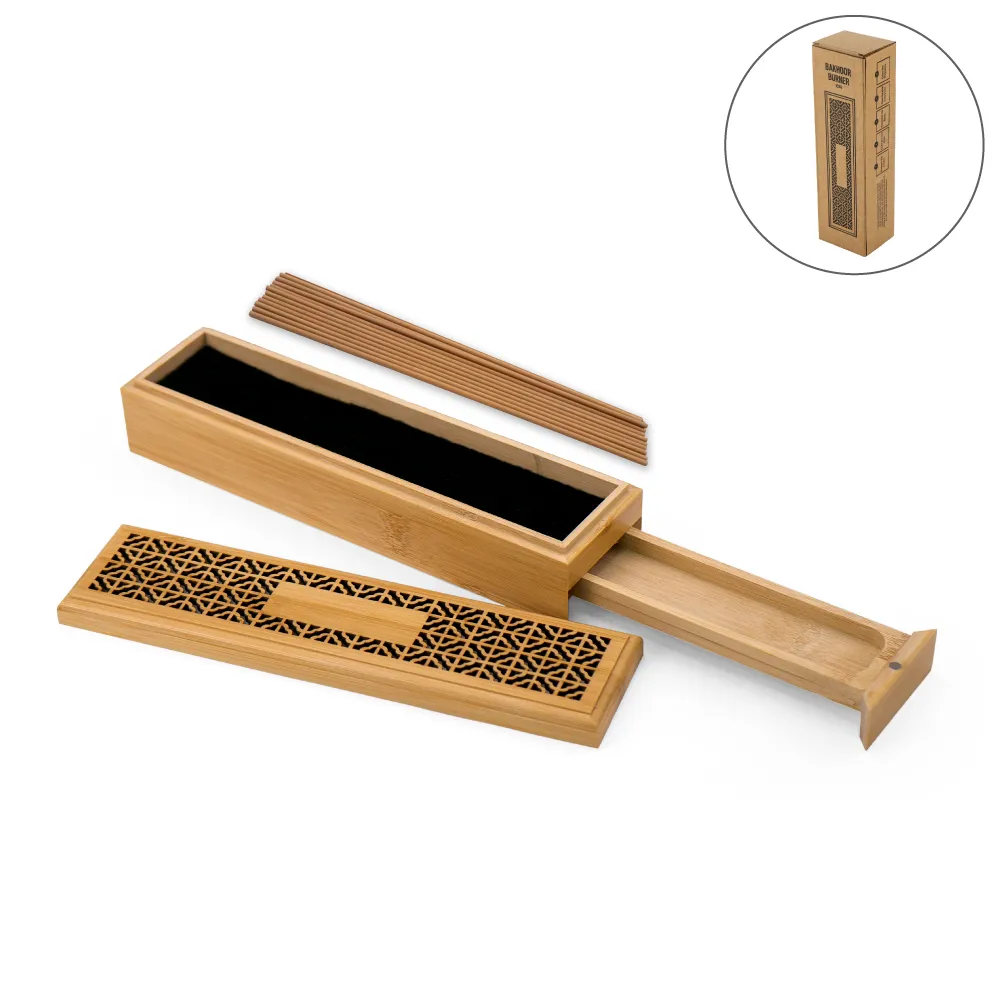 50724 - Wooden-Incense-Burner-Holder-with-Drawer-Includes-10-Pcs-Oud-Sticks-ICB2-Blank