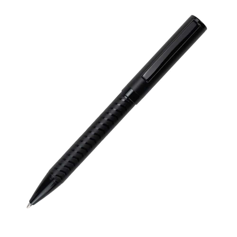 50489 - Black-Metal-Pens-with-Spiral-Design-Barrel-PN66-BLK-Blank