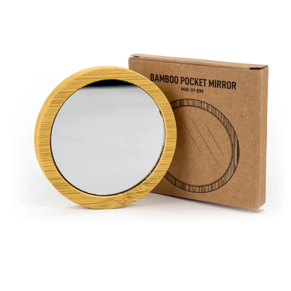 50333 - Compact-Mirror-in-Round-shape-Bamboo Material-MIR-01-BM-with-Box