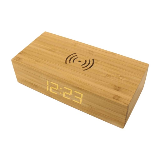 [JU-WCP-CLK] Bamboo Wireless Charger with Clock