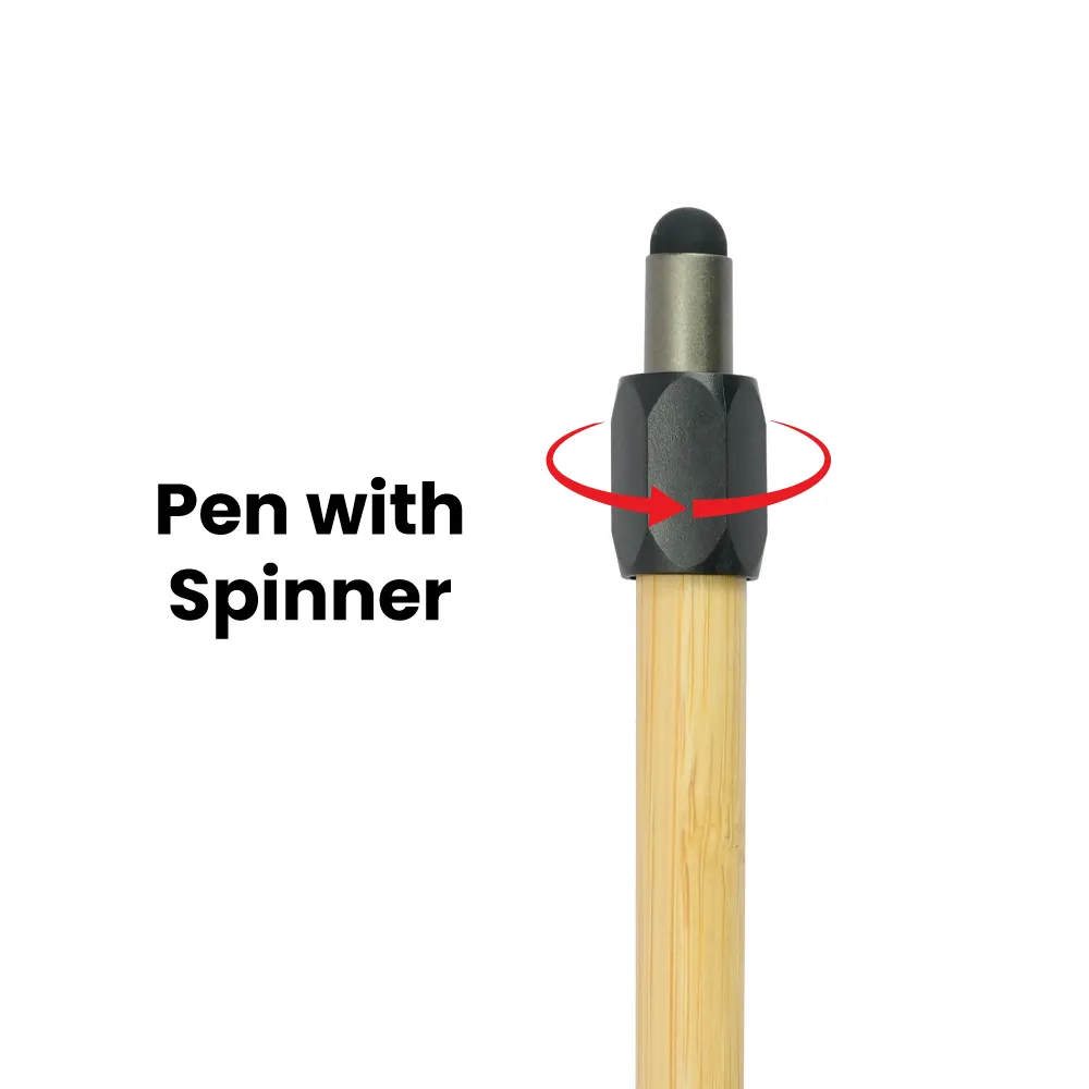 Bamboo and Metal Stylus Pens with Spinner (Blue Ink)