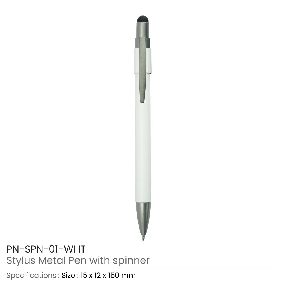 Stylus Metal Spinner Pens – Push Button (Blue Ink)