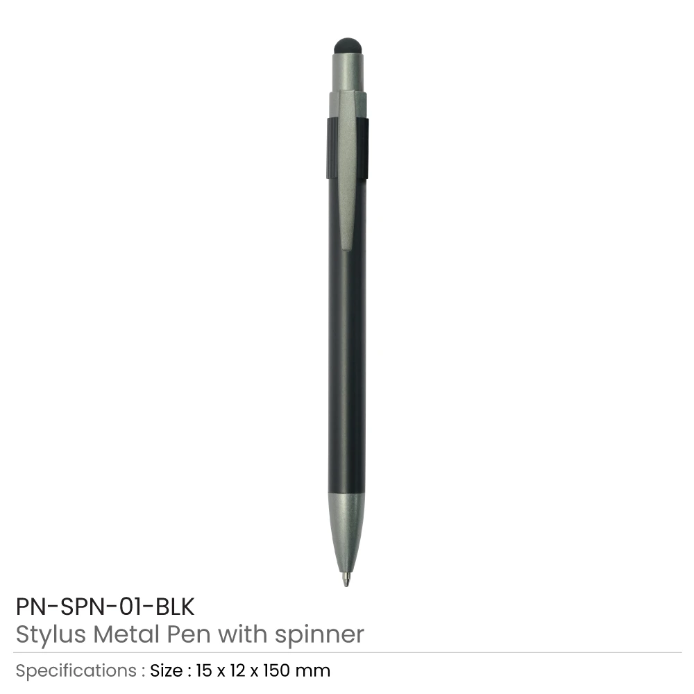 Stylus Metal Spinner Pens – Push Button (Blue Ink)