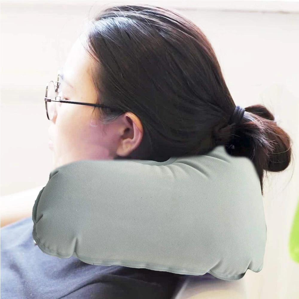 Inflatable Neck Pillow with Pouch – Grey