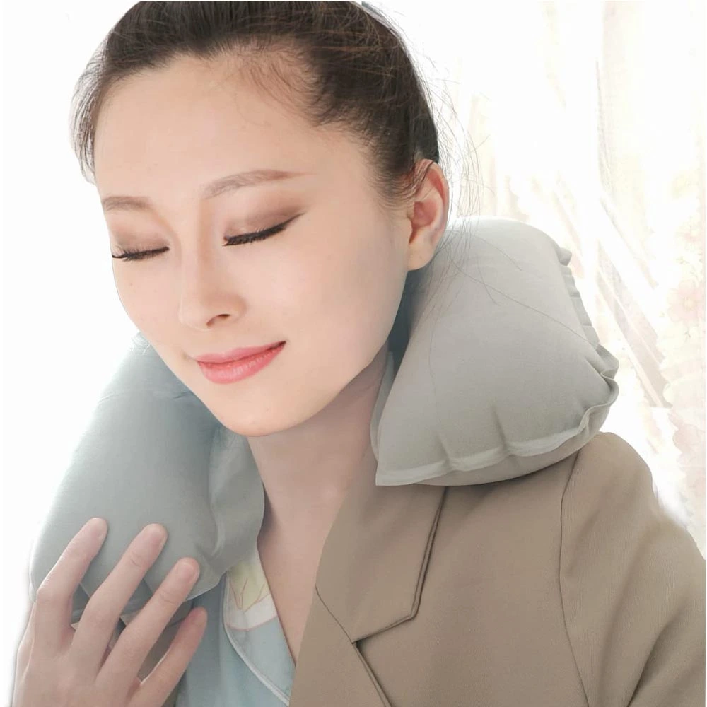 Inflatable Neck Pillow with Pouch – Grey
