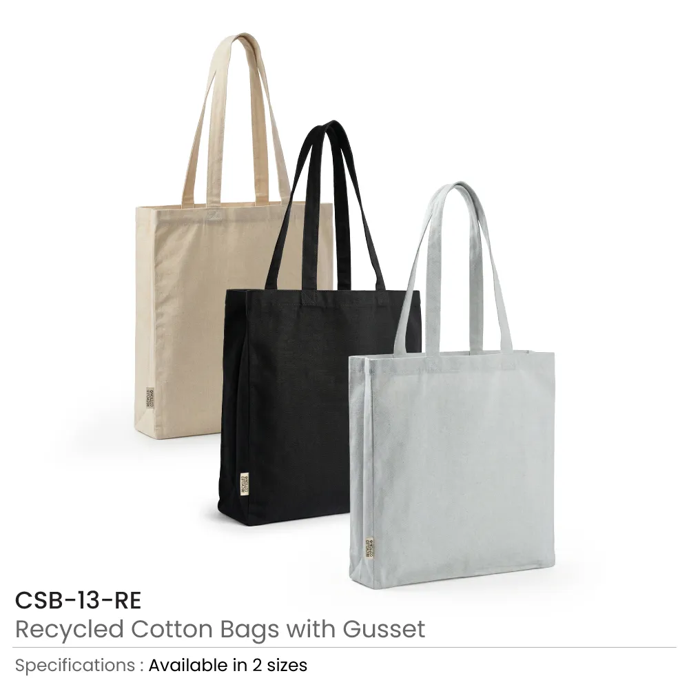 Recycled Cotton Tote Bags with Gusset 220 GSM