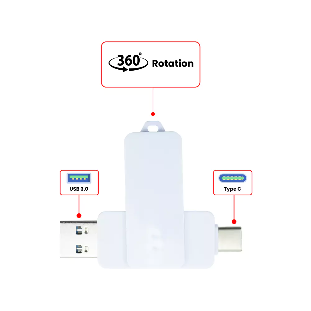 OTG White Swivel USB 64GB V. 3.0 Type C