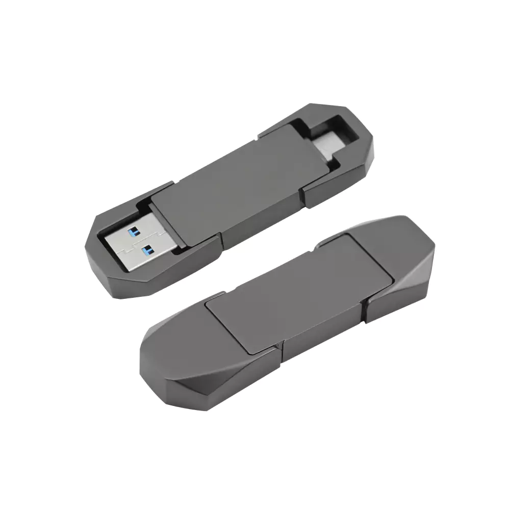 OTG USB Flip in Gun Metal 32GB V. 3.0 Type C Flip Magnetic Cap