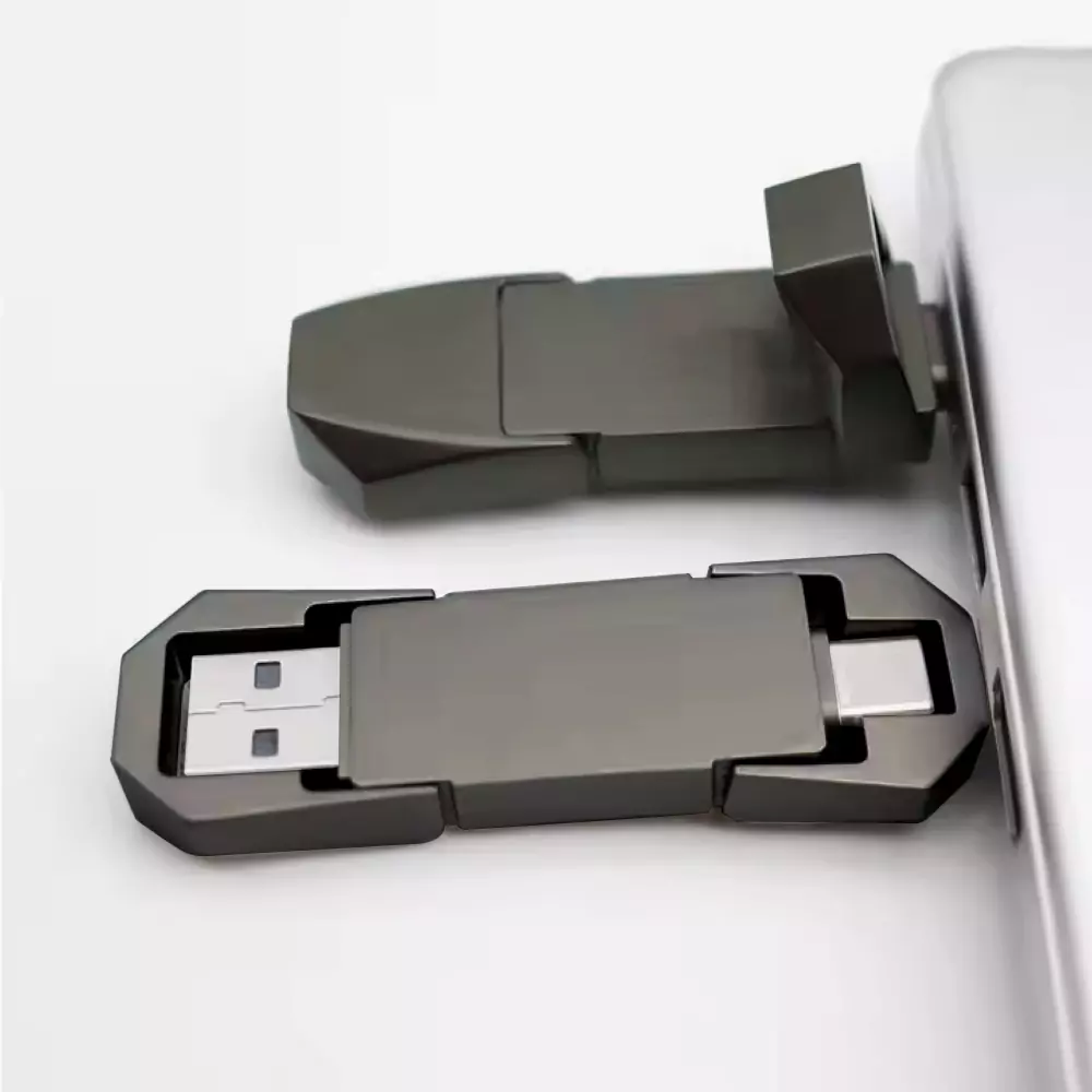 OTG USB Flip in Gun Metal 32GB V. 3.0 Type C Flip Magnetic Cap