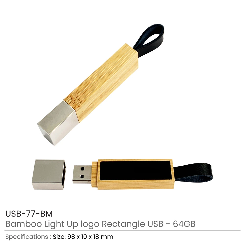 Bamboo LED Logo USB with Strap 64GB V. 3.0