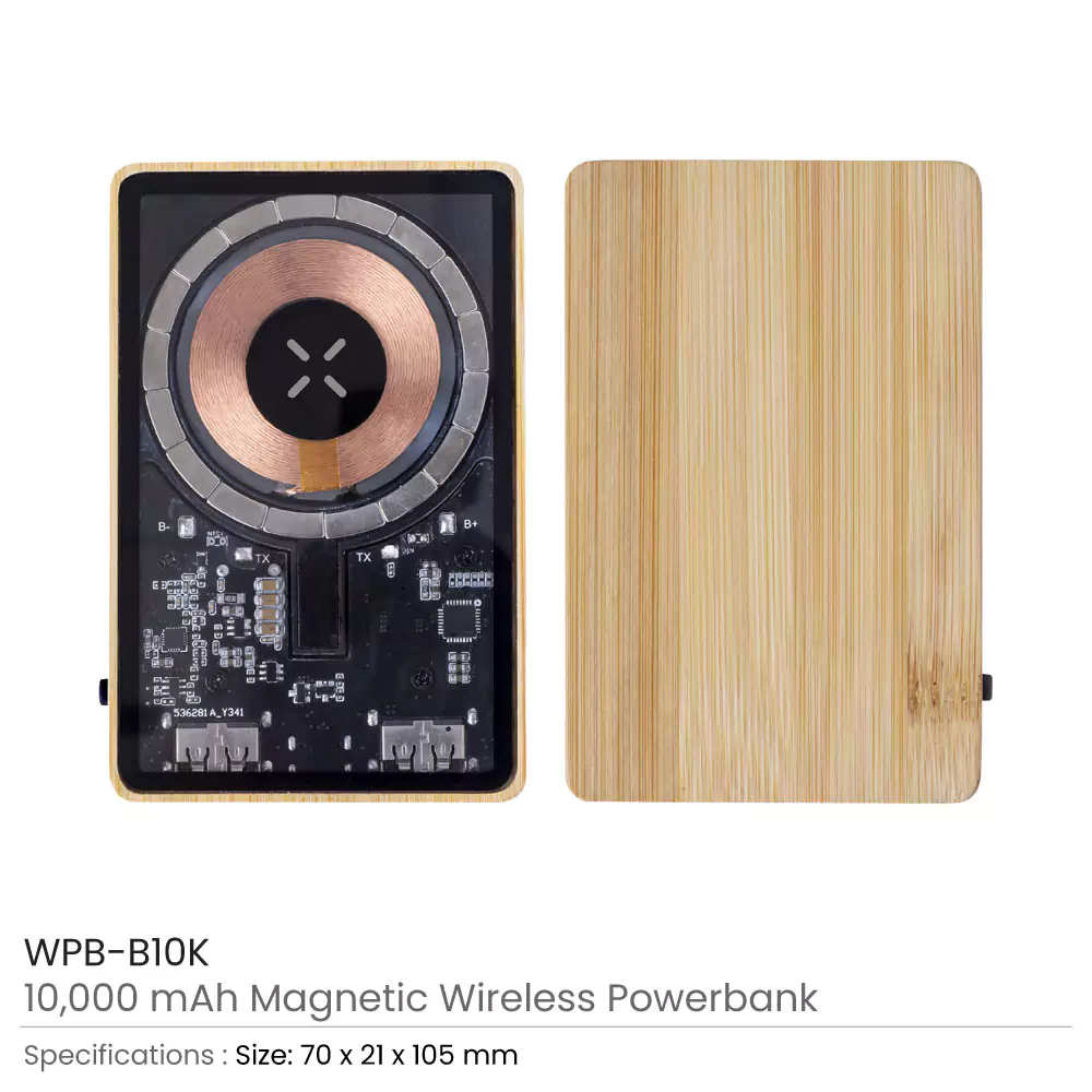 Magnetic Fast Wireless Powerbank 15W in Bamboo Casing