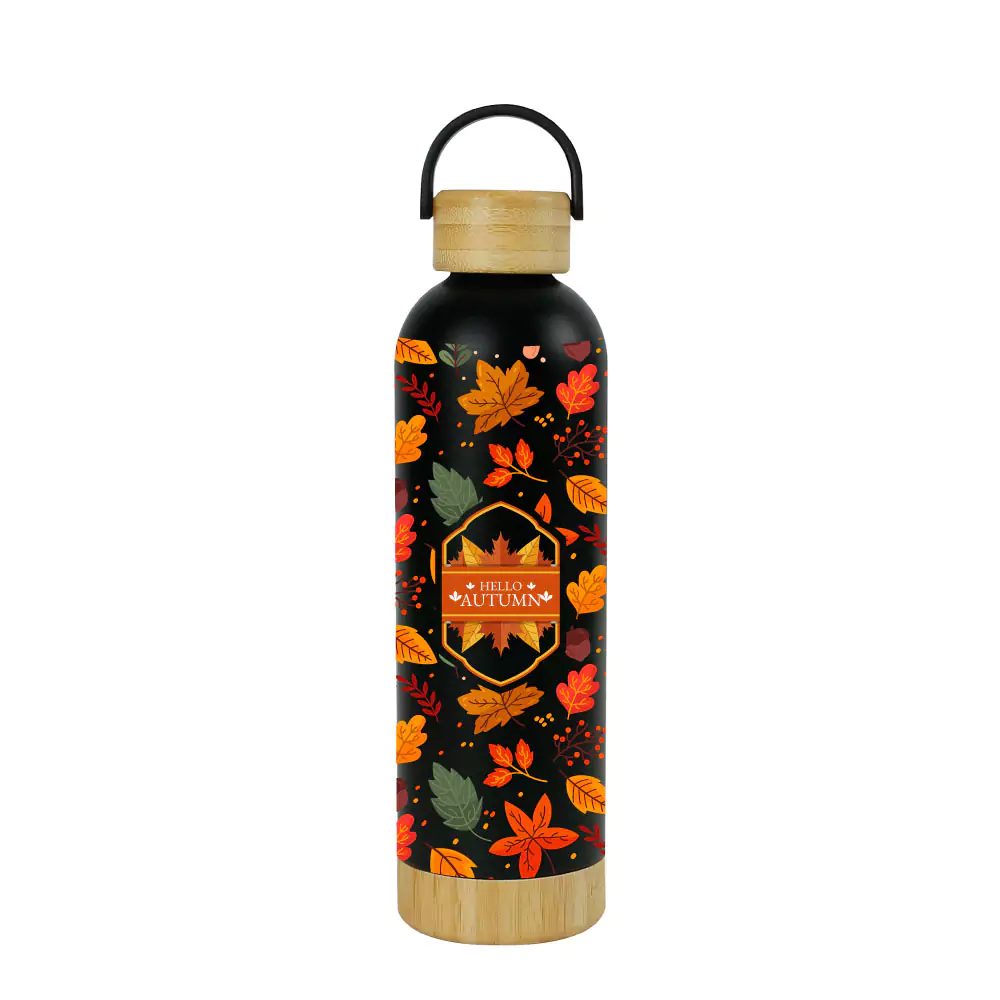 Double Wall SS Bottles with Bamboo Base &amp; Lid 750 ml
