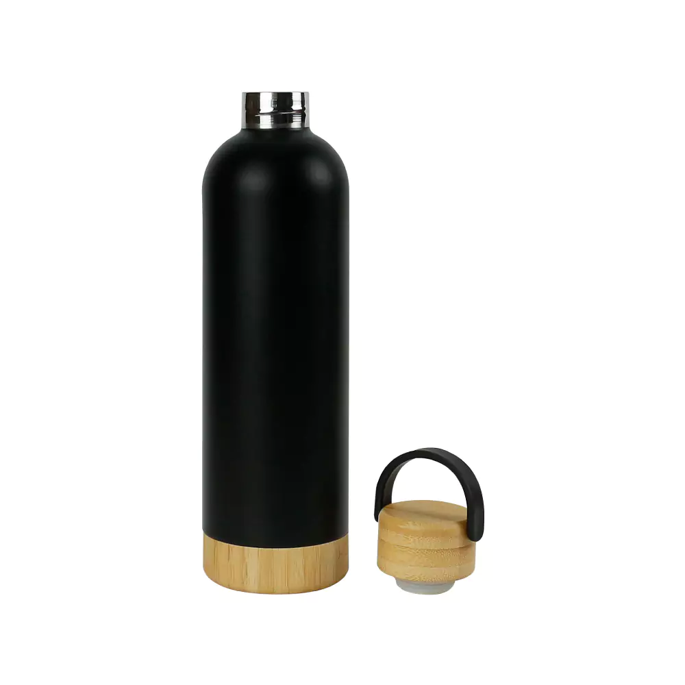 Double Wall SS Bottles with Bamboo Base &amp; Lid 750 ml