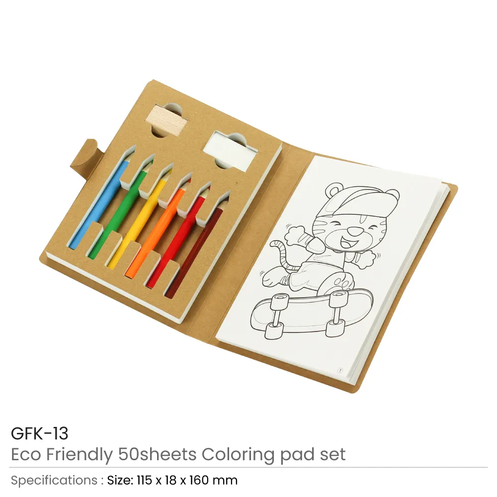 Eco-Friendly Drawing Pad Set with Colored Pencils, Sharpener & Eraser