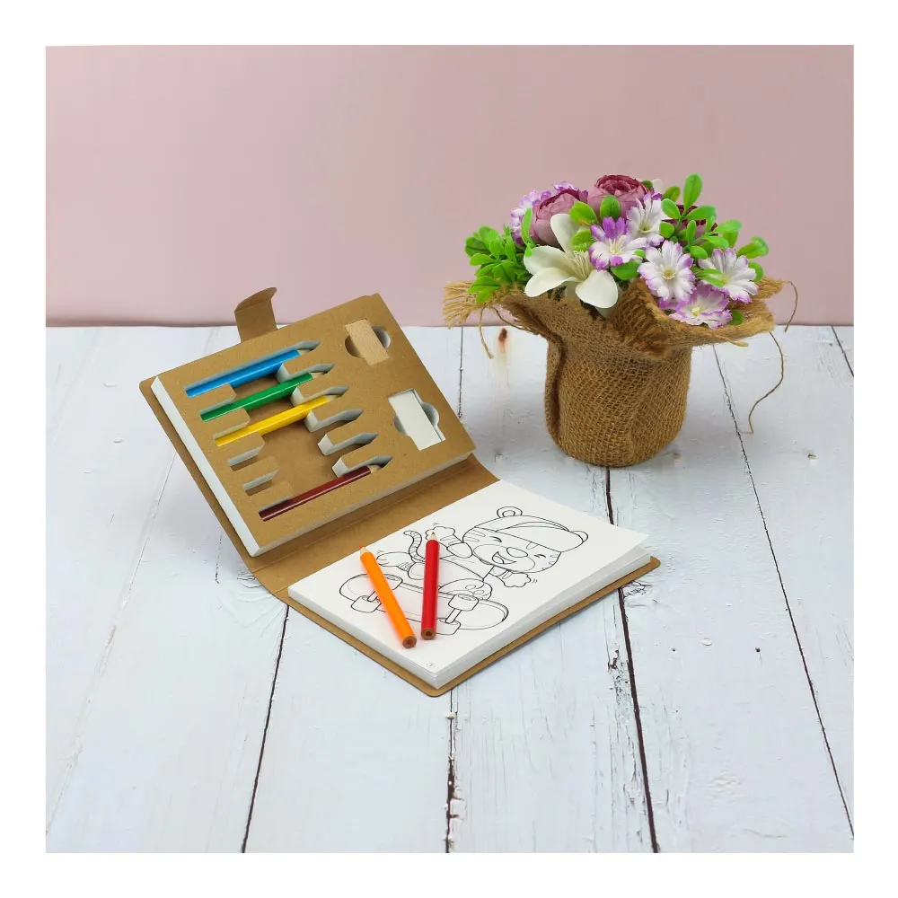 Eco-Friendly Drawing Pad Set with Colored Pencils, Sharpener & Eraser