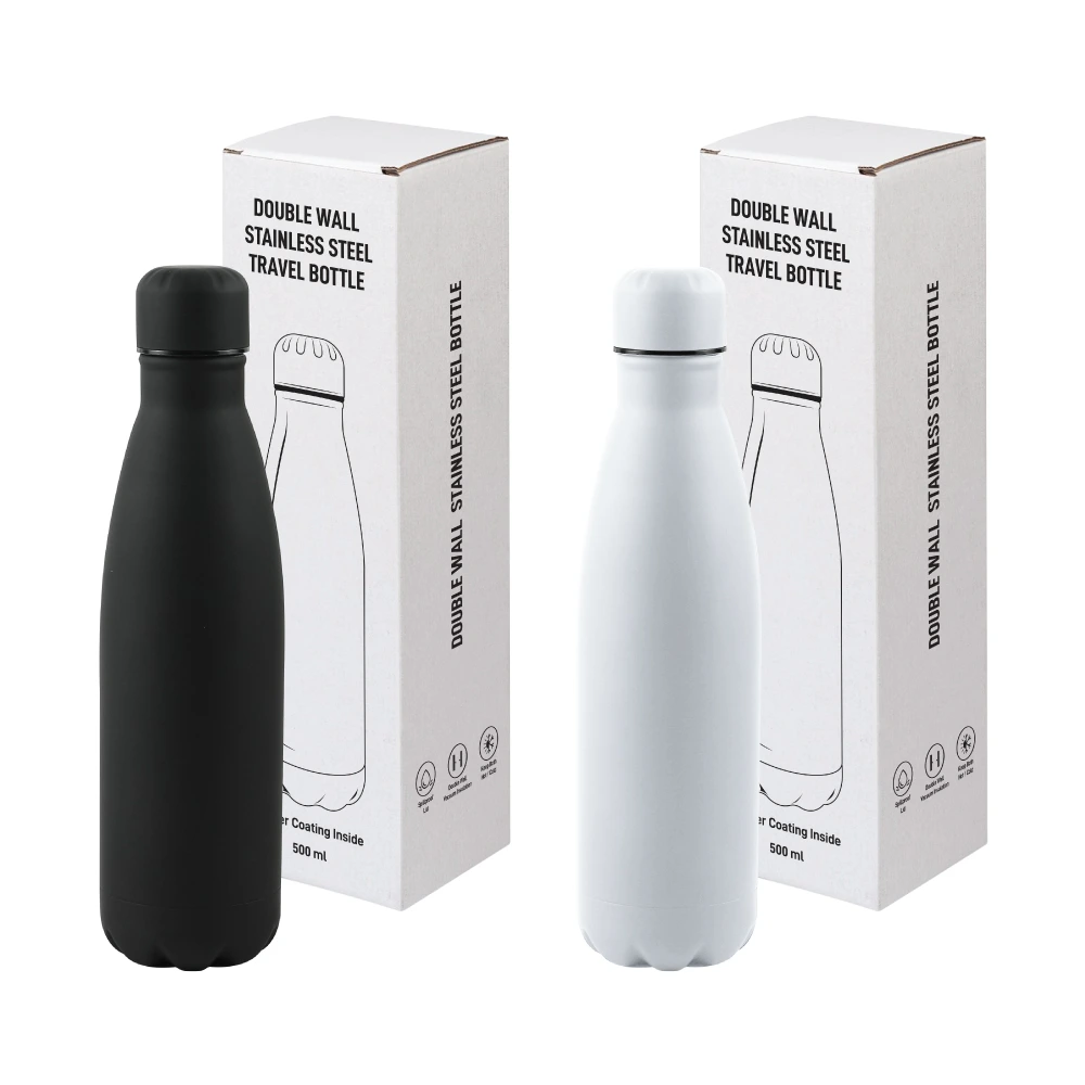 Premium Soft Touch Matt Cola Bottles in Stainless Steel 500ml
