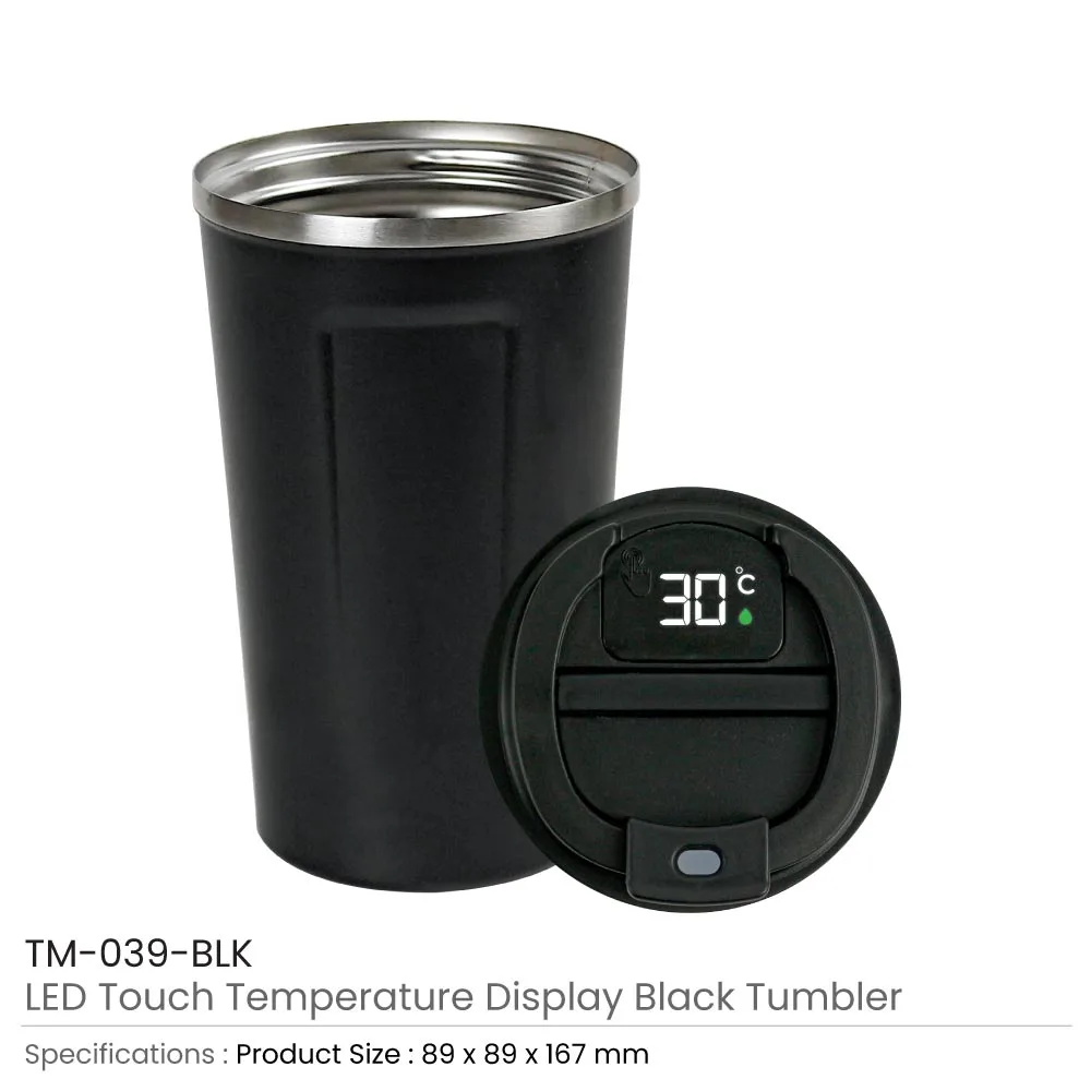 Temperature Display Black Tumblers in SS 510ml