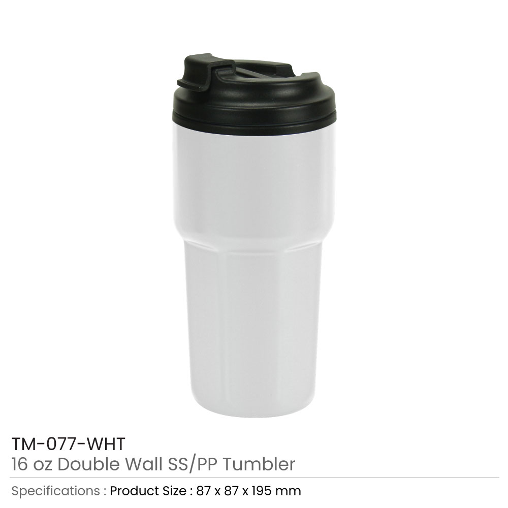 46444 - Double-Wall-Tumbler-White-TM-077-WHT