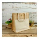 Eco-Friendly Jute Bags with Front Cotton Pocket & Button Closure