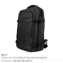 Travel Backpacks in Black Polyester Material
