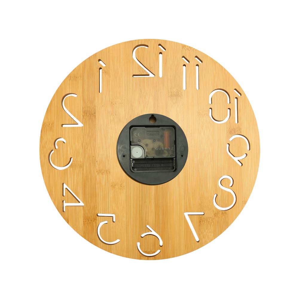 45907 - Round-Bamboo-Wall-Clock-CLK-17-Back-View