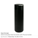 Double Wall SS Bottle, Twist-off Lid with Phone Holder 600 ml