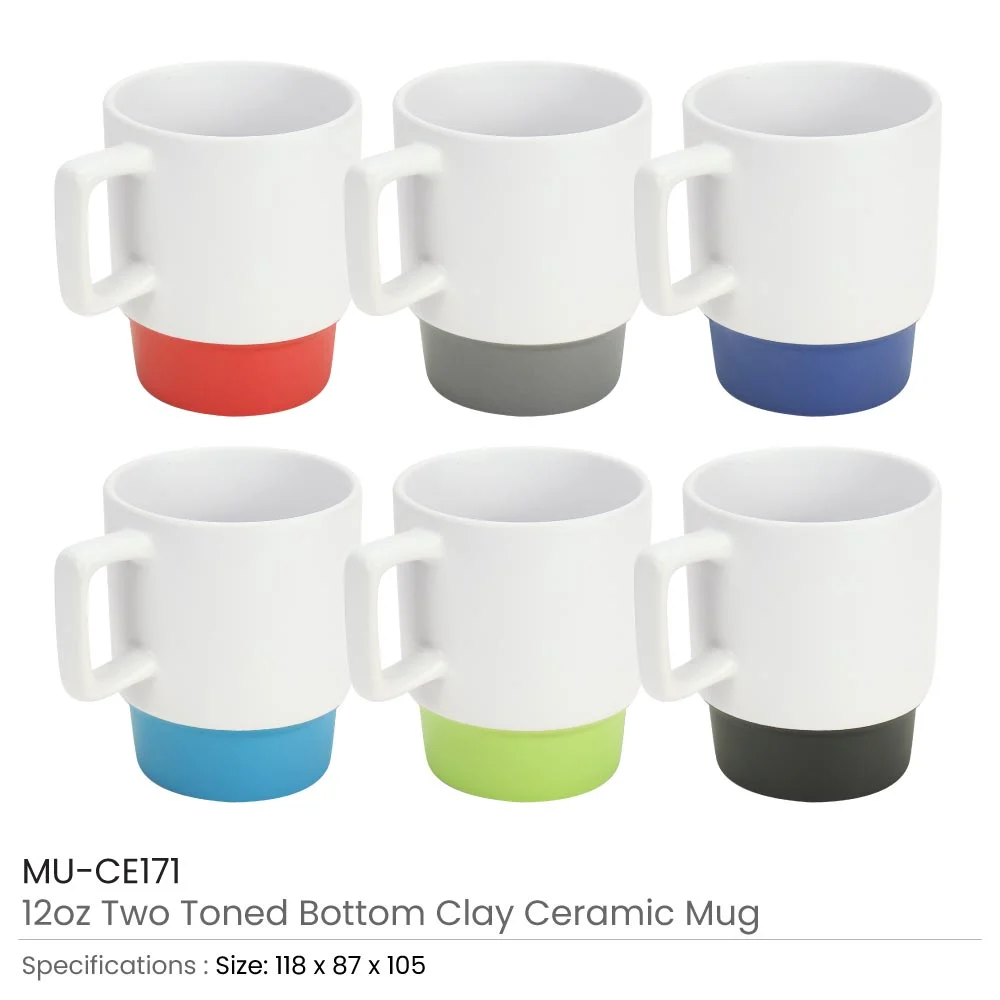 Ceramic Mugs with Bottom Clay in 12 Oz, Matte Finish