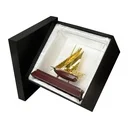 UAE Golden Dhow Memento in Wooden Base and Acrylic Case