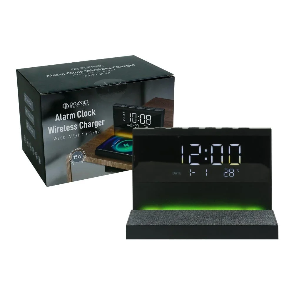 Dorniel Alarm Clock, 15W Wireless Charger and Night Light