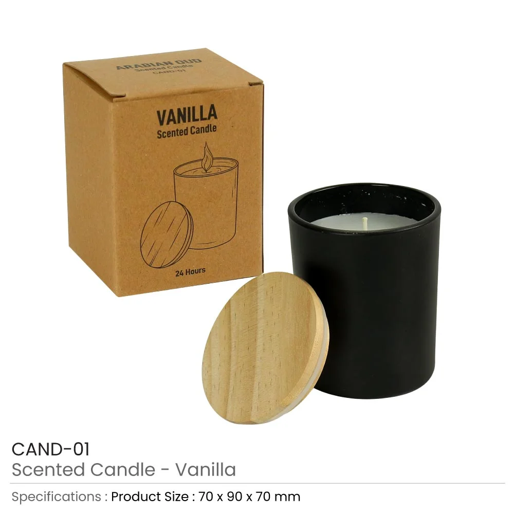 Scented Candles Arabian-Oud and Vanilla Fragrance in Glass Bottle