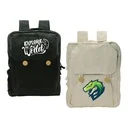 Black Cotton Backpack with Zipper Closure