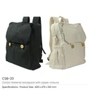 Black Cotton Backpack with Zipper Closure