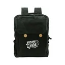 Black Cotton Backpack with Zipper Closure