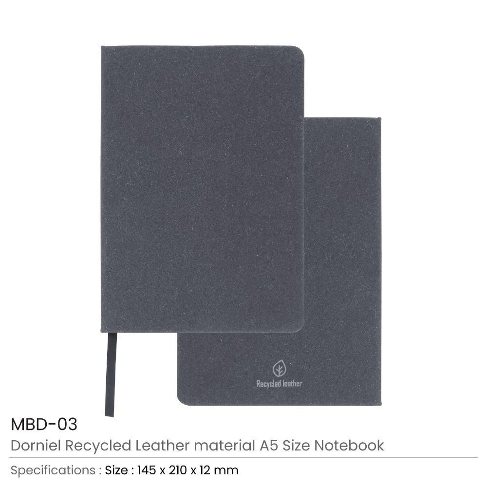 Dorniel A5 Notebooks with Recycled Leather Cover