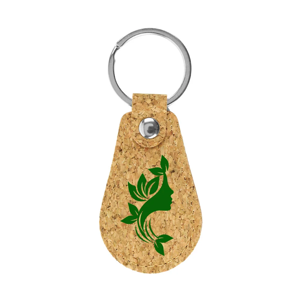 Cork PU Keychains with 32mm Key Ring