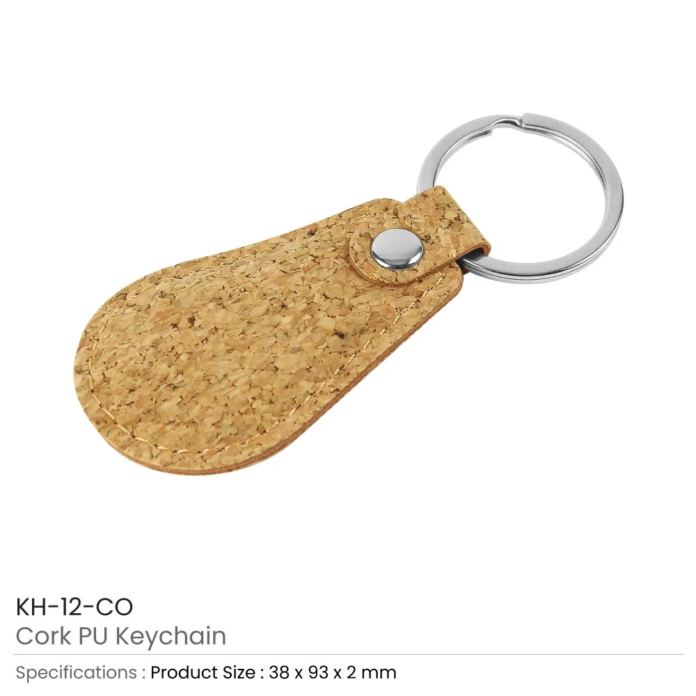 Cork PU Keychains with 32mm Key Ring