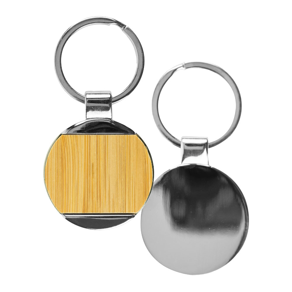 40197 - Round-Bamboo-and-Metal-Keychains-KH-9-BM-Blank
