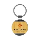 Round Bamboo & Metal Keychains 32mm
