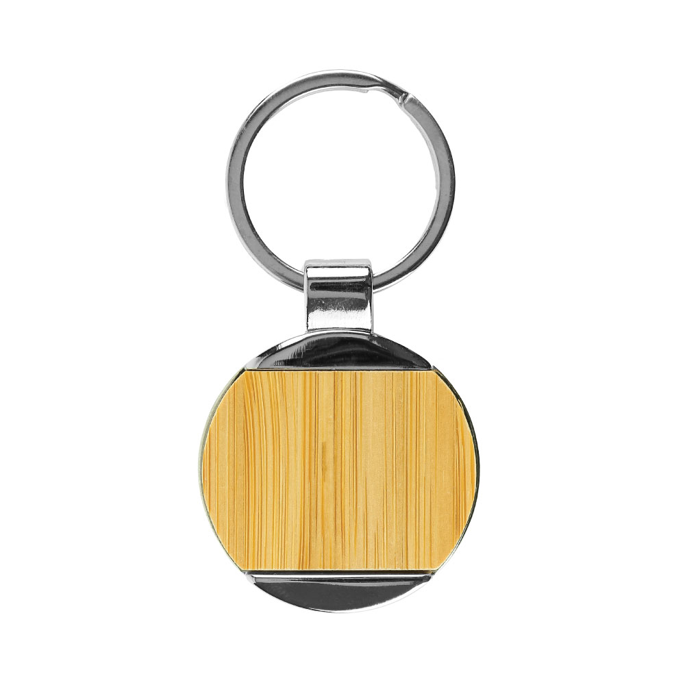 40197 - Round-Bamboo-and-Metal-Keychains-KH-9-BM-Front-Side