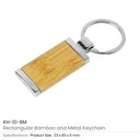 Rectangular Bamboo & Metal Keychains