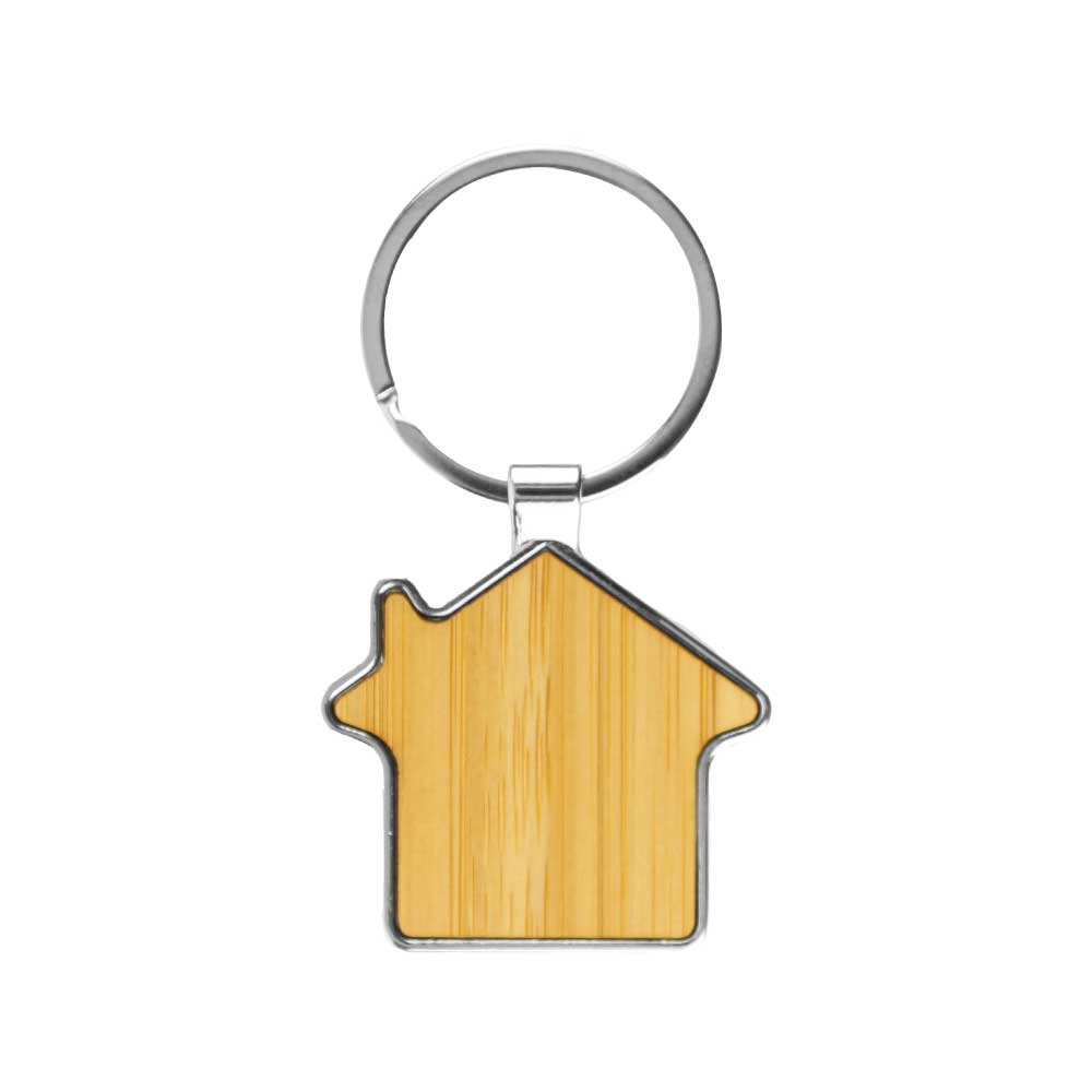 40176 - Bamboo-Metal-Keychain-House-Shape-KH-11-BM-02