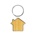 Bamboo & Metal Keychain House Shaped