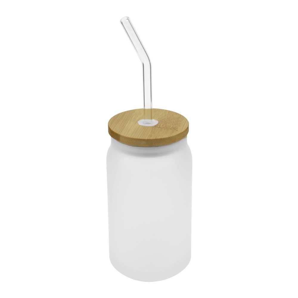 39961 - Glass-Bottle-with-Straw-and-Bamboo-Lid-TM-035-Blank