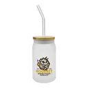 Glass Bottle with Straw and Bamboo Lid