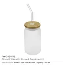 Glass Bottle with Straw and Bamboo Lid