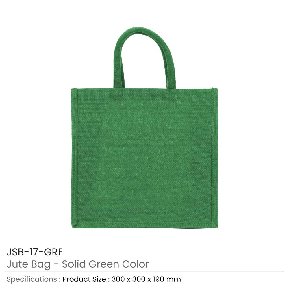 39812 - Reusable-Square-Jute-Bags-Green-JSB-17-GRE