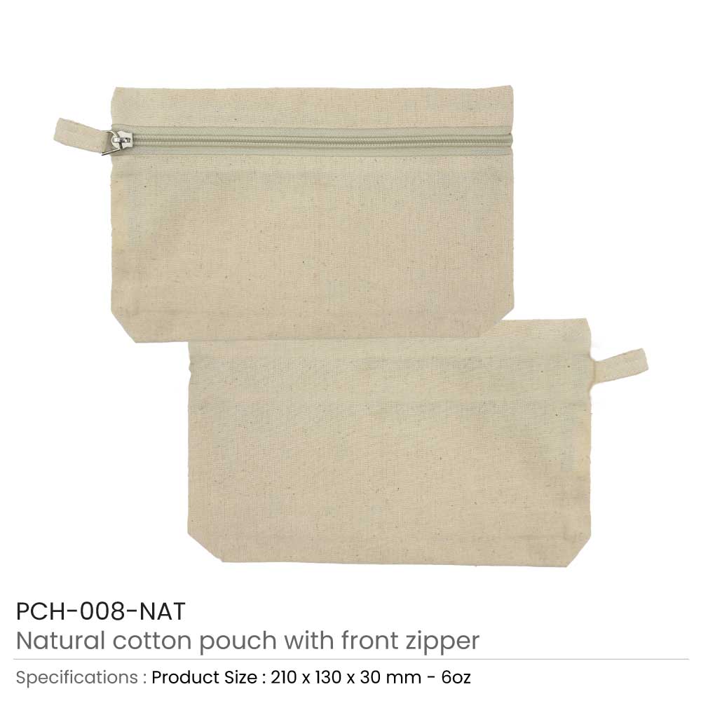 39792 - Cotton-Pouch-with-front-Zipper-PCH-008-NAT
