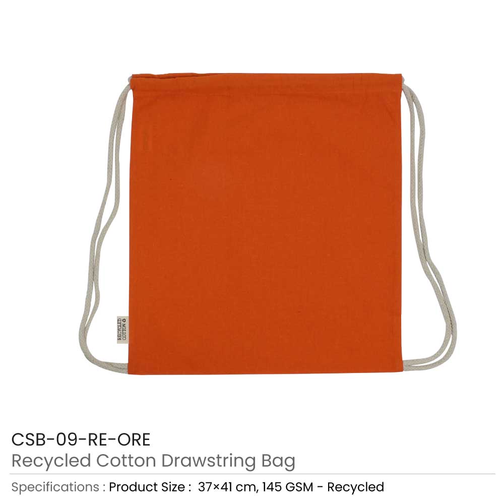 29677 - Recycled-Cotton-Drawstring-Bags-Orange-CSB-09-RE-ORE