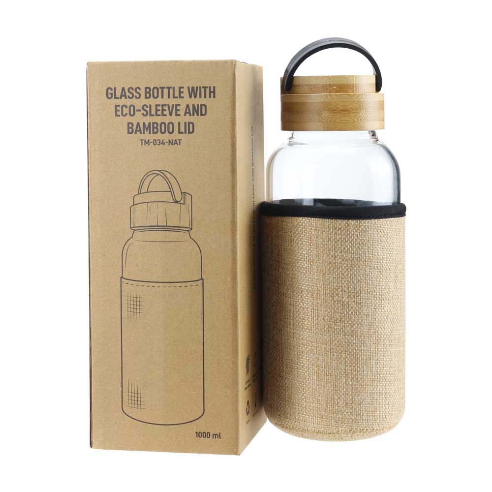 39411 - Glass-Bottle-with-Bamboo-Lid-TM-034-NAT-02-with-Box