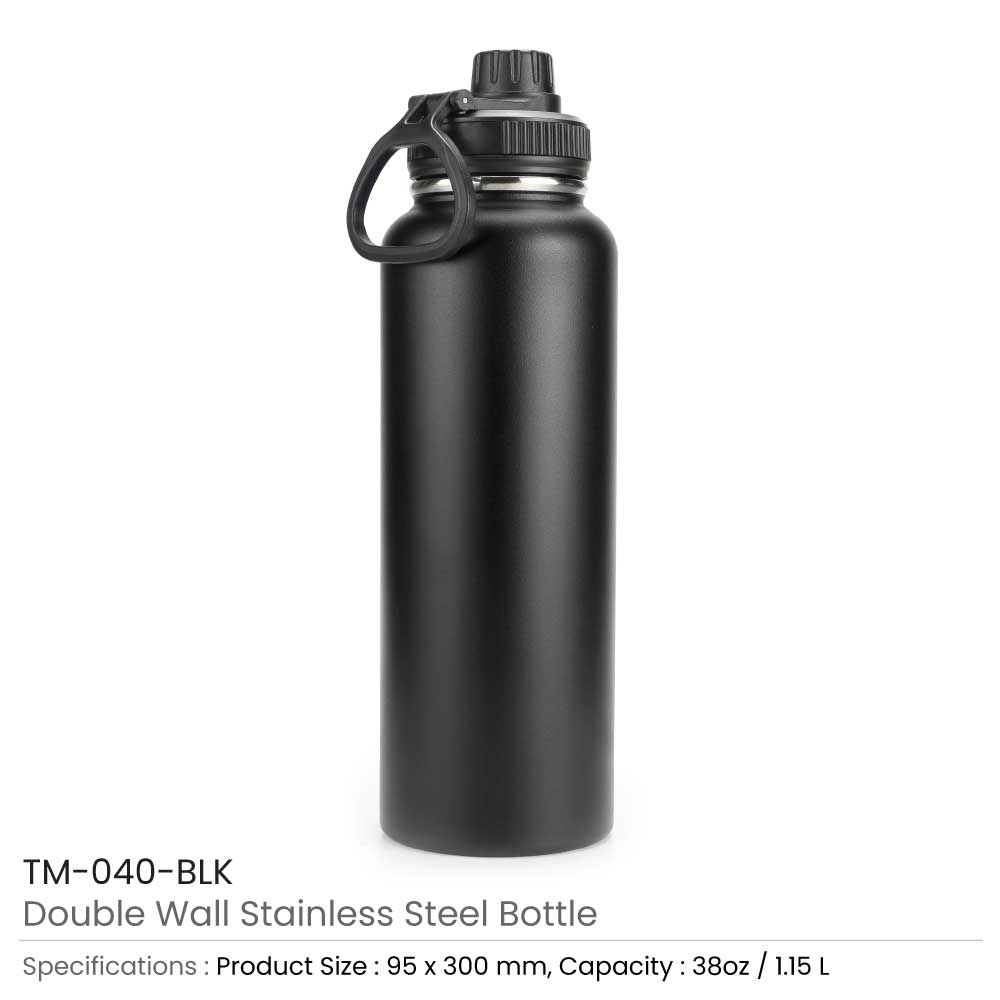39221 - Double-Wall-Stainless-Steel-Bottles-Black-TM-040-BLK